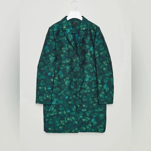 COS Women's Green Tailored Jacquard Coat - Picture 1 of 12